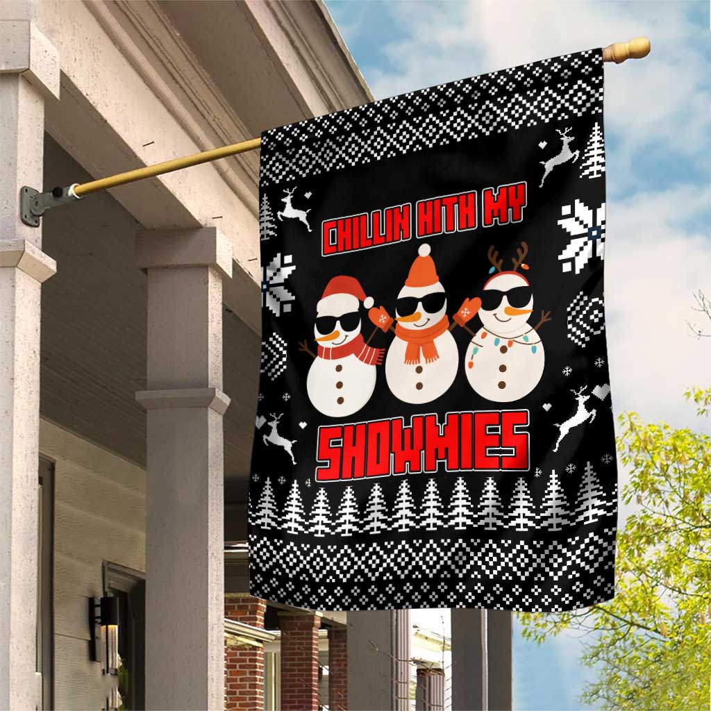 Chillin With My Snowmies Christmas Garden Flag Xmas Holiday Patterns - Wonder Print Shop