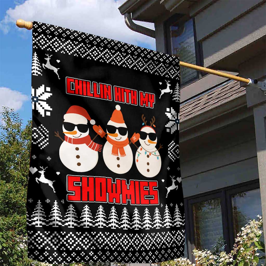 Chillin With My Snowmies Christmas Garden Flag Xmas Holiday Patterns - Wonder Print Shop