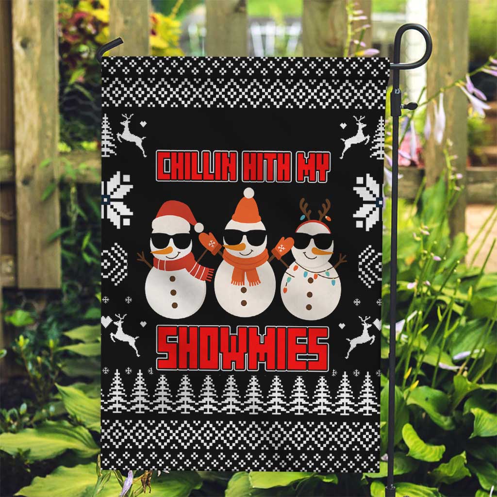 Chillin With My Snowmies Christmas Garden Flag Xmas Holiday Patterns - Wonder Print Shop