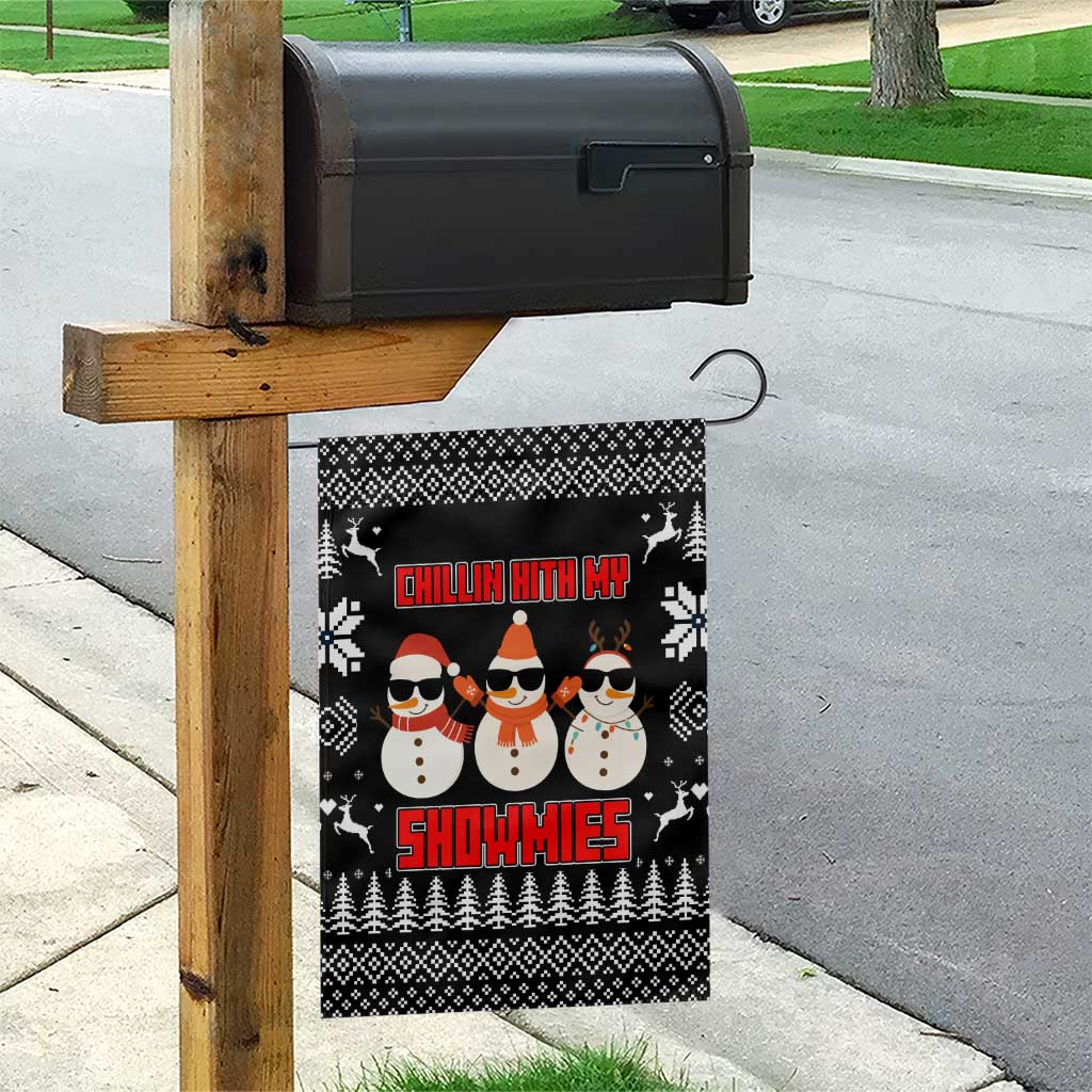Chillin With My Snowmies Christmas Garden Flag Xmas Holiday Patterns - Wonder Print Shop