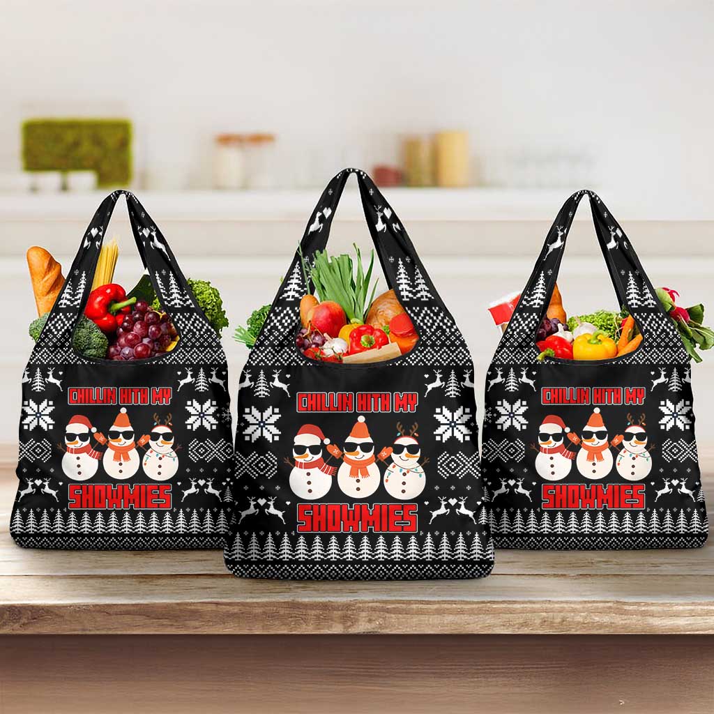 Chillin With My Snowmies Christmas Grocery Bag Xmas Holiday Patterns - Wonder Print Shop