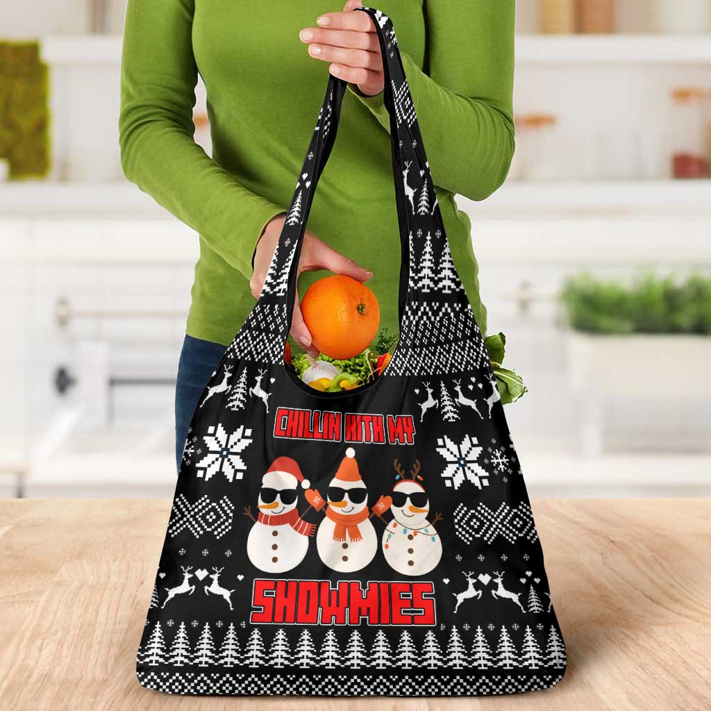 Chillin With My Snowmies Christmas Grocery Bag Xmas Holiday Patterns - Wonder Print Shop