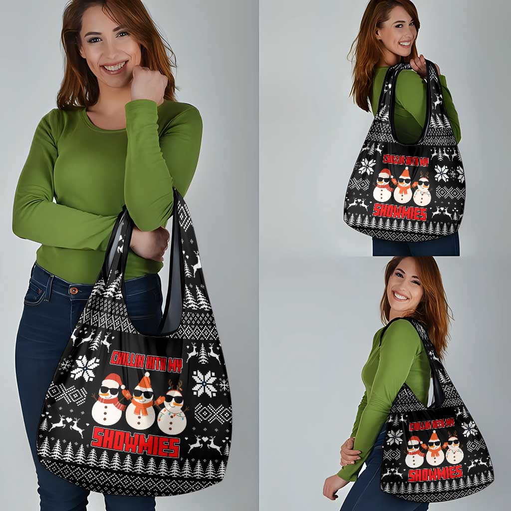 Chillin With My Snowmies Christmas Grocery Bag Xmas Holiday Patterns - Wonder Print Shop