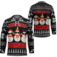 Chillin With My Snowmies Christmas Hockey Jersey Xmas Holiday Patterns - Wonder Print Shop