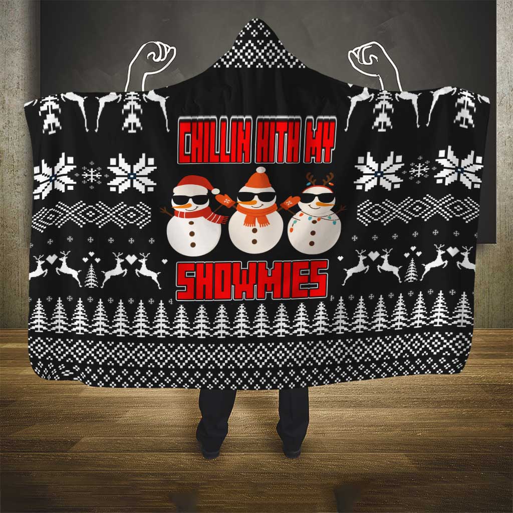 Chillin With My Snowmies Christmas Hooded Blanket Xmas Holiday Patterns - Wonder Print Shop
