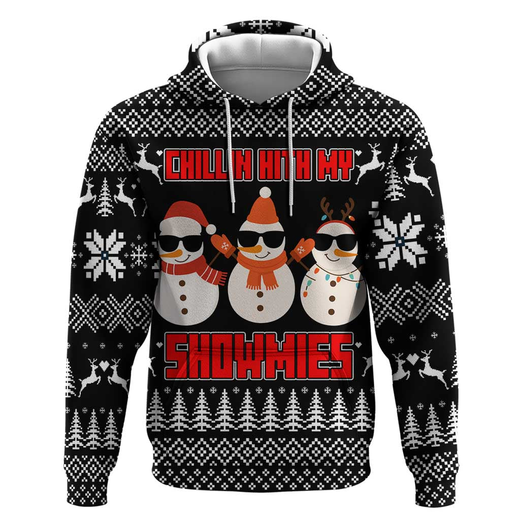 Chillin With My Snowmies Christmas Hoodie Xmas Holiday Patterns - Wonder Print Shop