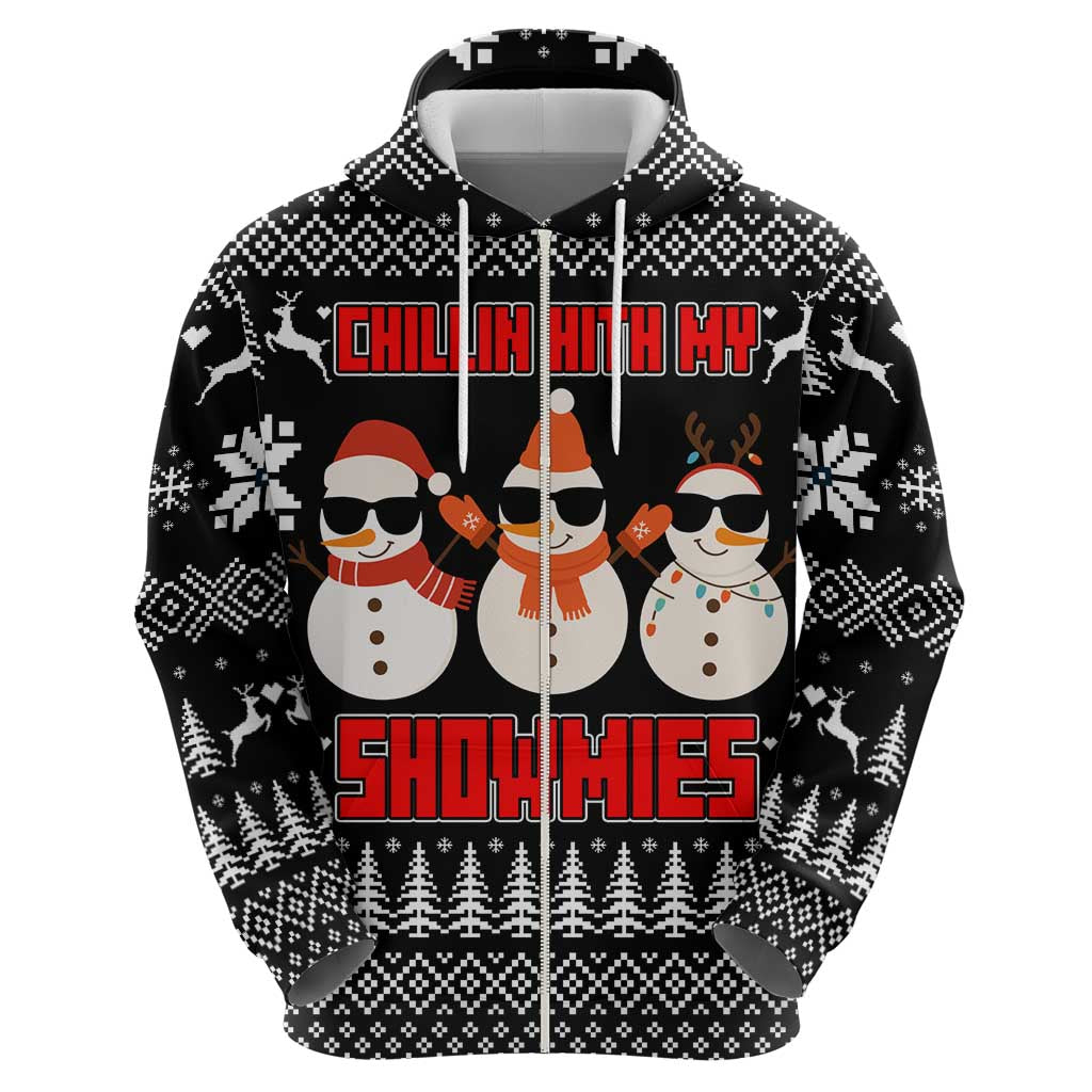 Chillin With My Snowmies Christmas Hoodie Xmas Holiday Patterns - Wonder Print Shop