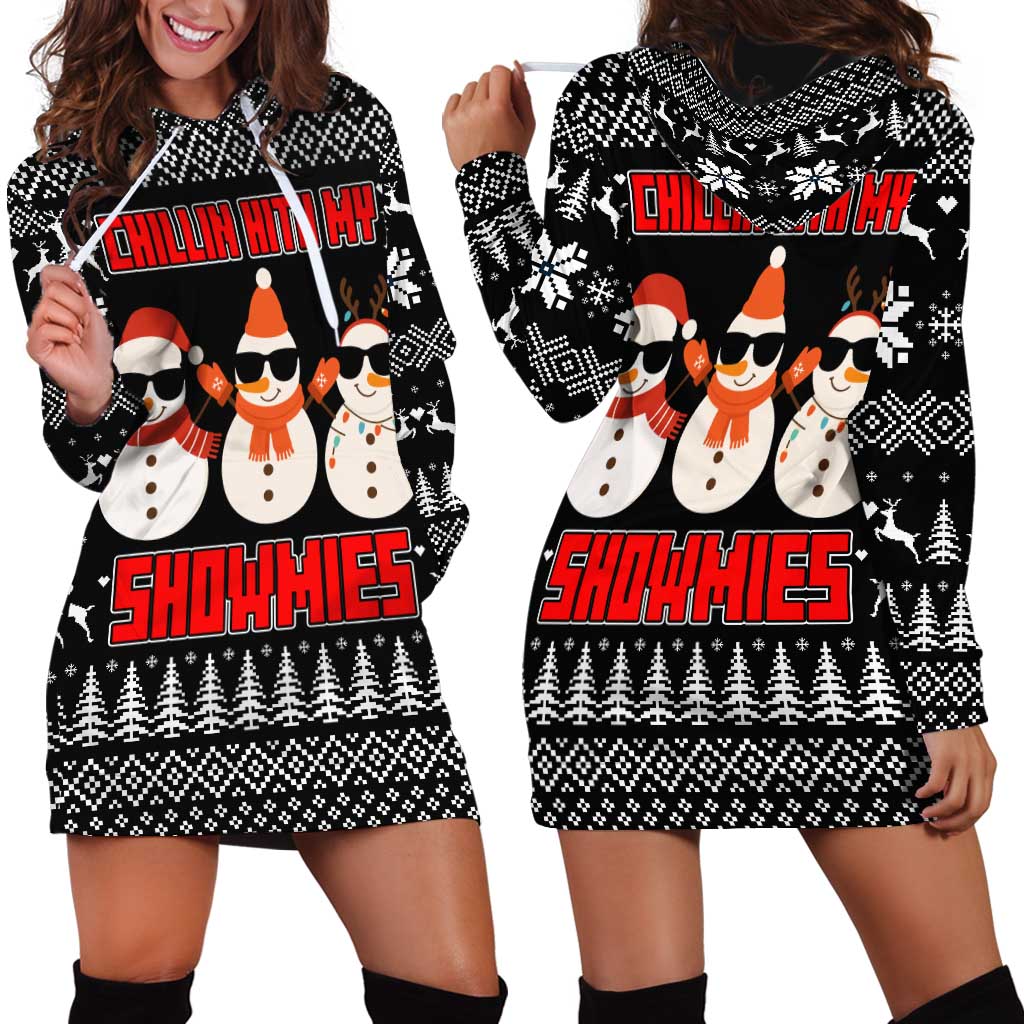 Chillin With My Snowmies Christmas Hoodie Dress Xmas Holiday Patterns - Wonder Print Shop