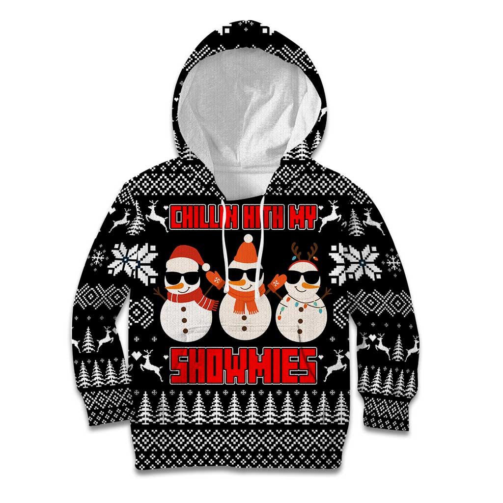 Chillin With My Snowmies Christmas Kid Hoodie Xmas Holiday Patterns - Wonder Print Shop