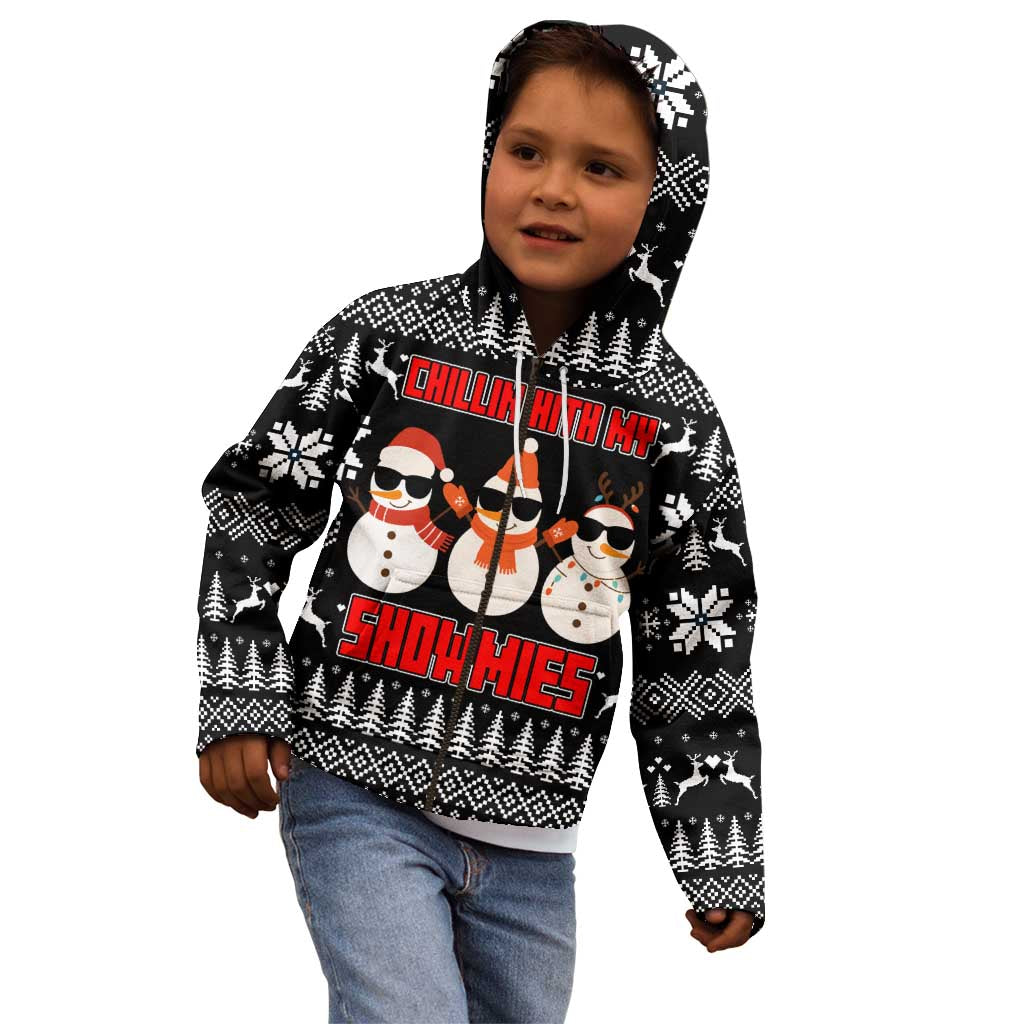 Chillin With My Snowmies Christmas Kid Hoodie Xmas Holiday Patterns - Wonder Print Shop