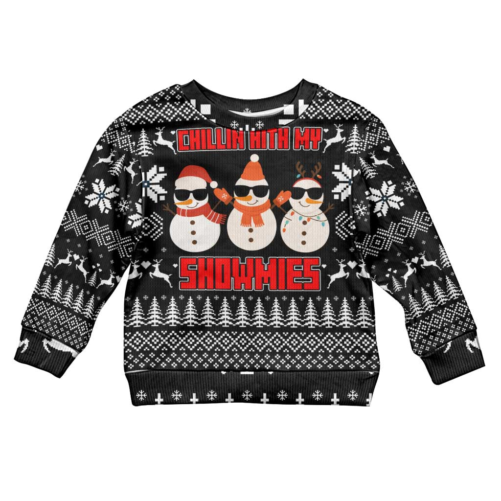 Chillin With My Snowmies Christmas Kid Ugly Christmas Sweater Xmas Holiday Patterns - Wonder Print Shop