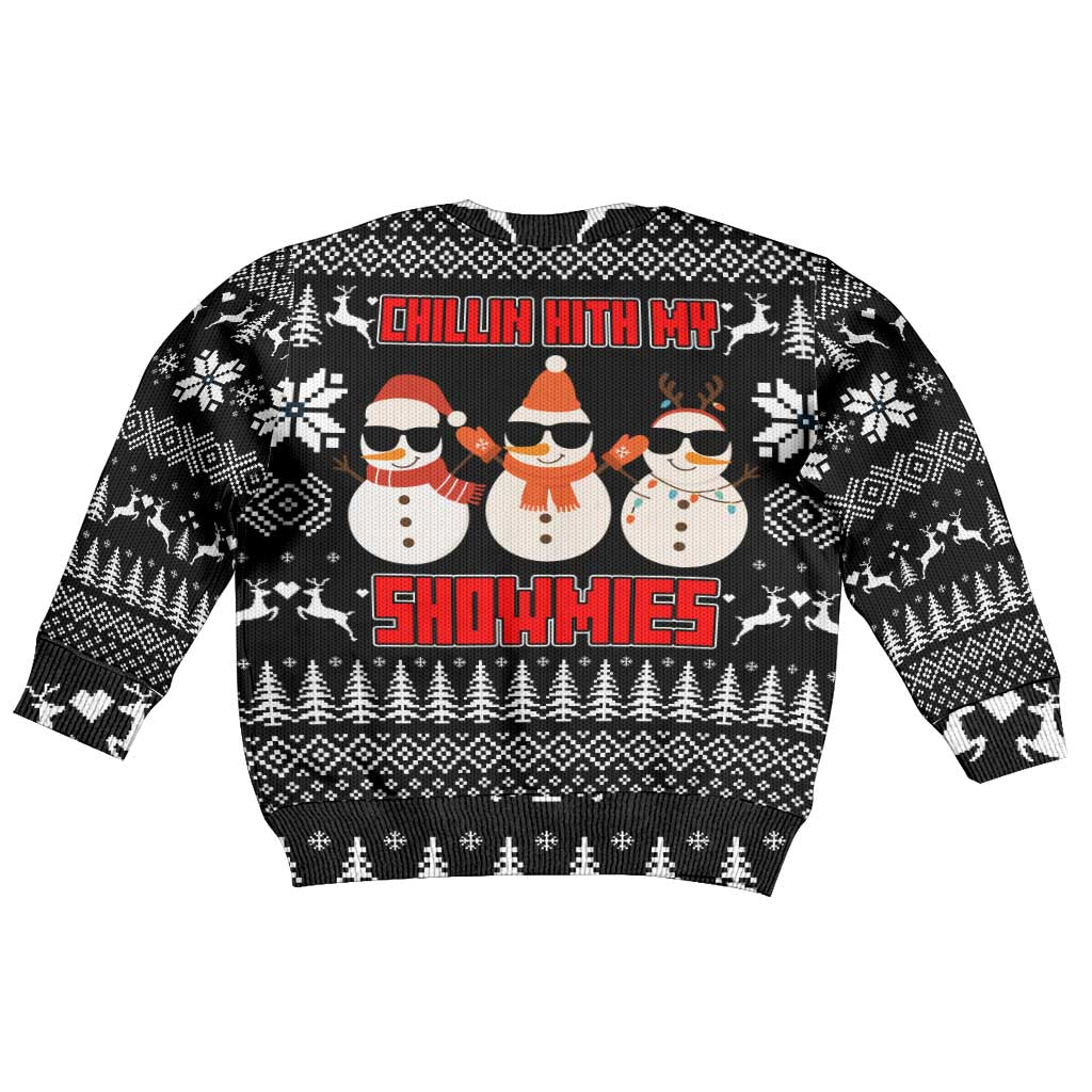 Chillin With My Snowmies Christmas Kid Ugly Christmas Sweater Xmas Holiday Patterns - Wonder Print Shop