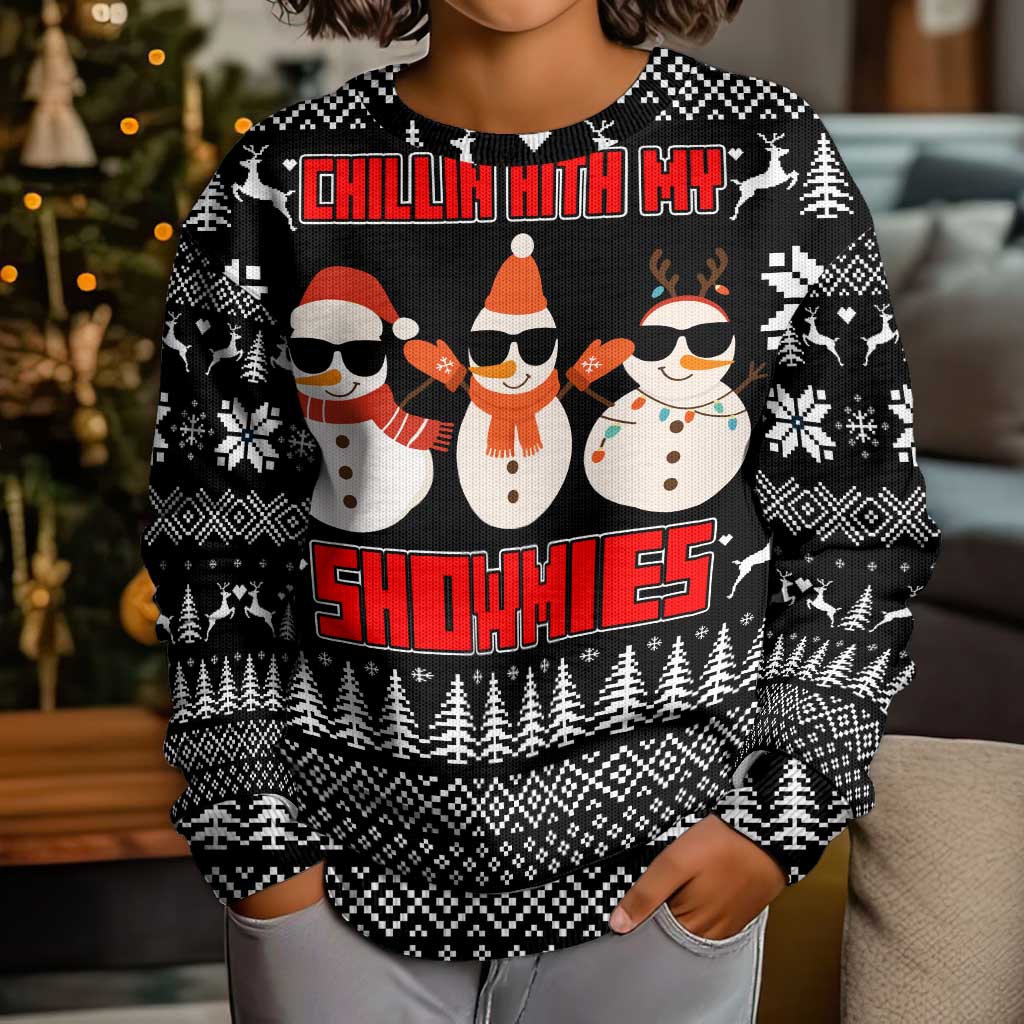 Chillin With My Snowmies Christmas Kid Ugly Christmas Sweater Xmas Holiday Patterns - Wonder Print Shop