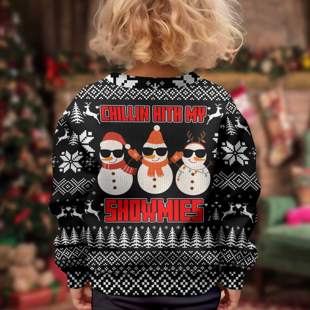 Chillin With My Snowmies Christmas Kid Ugly Christmas Sweater Xmas Holiday Patterns - Wonder Print Shop