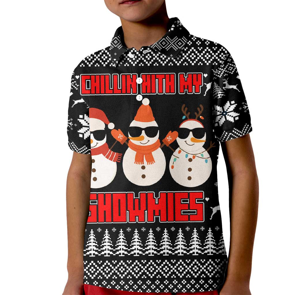 Chillin With My Snowmies Christmas Kid Polo Shirt Xmas Holiday Patterns - Wonder Print Shop