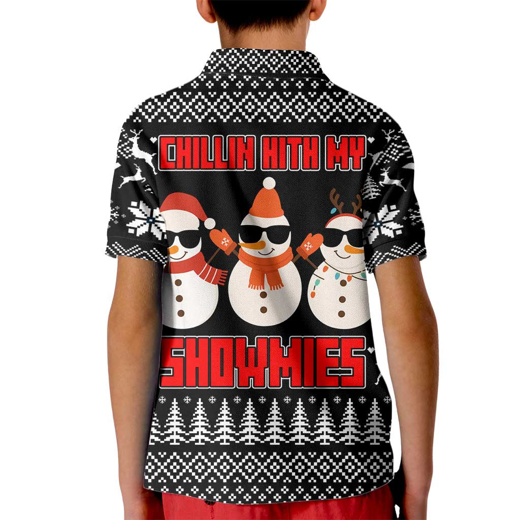 Chillin With My Snowmies Christmas Kid Polo Shirt Xmas Holiday Patterns - Wonder Print Shop