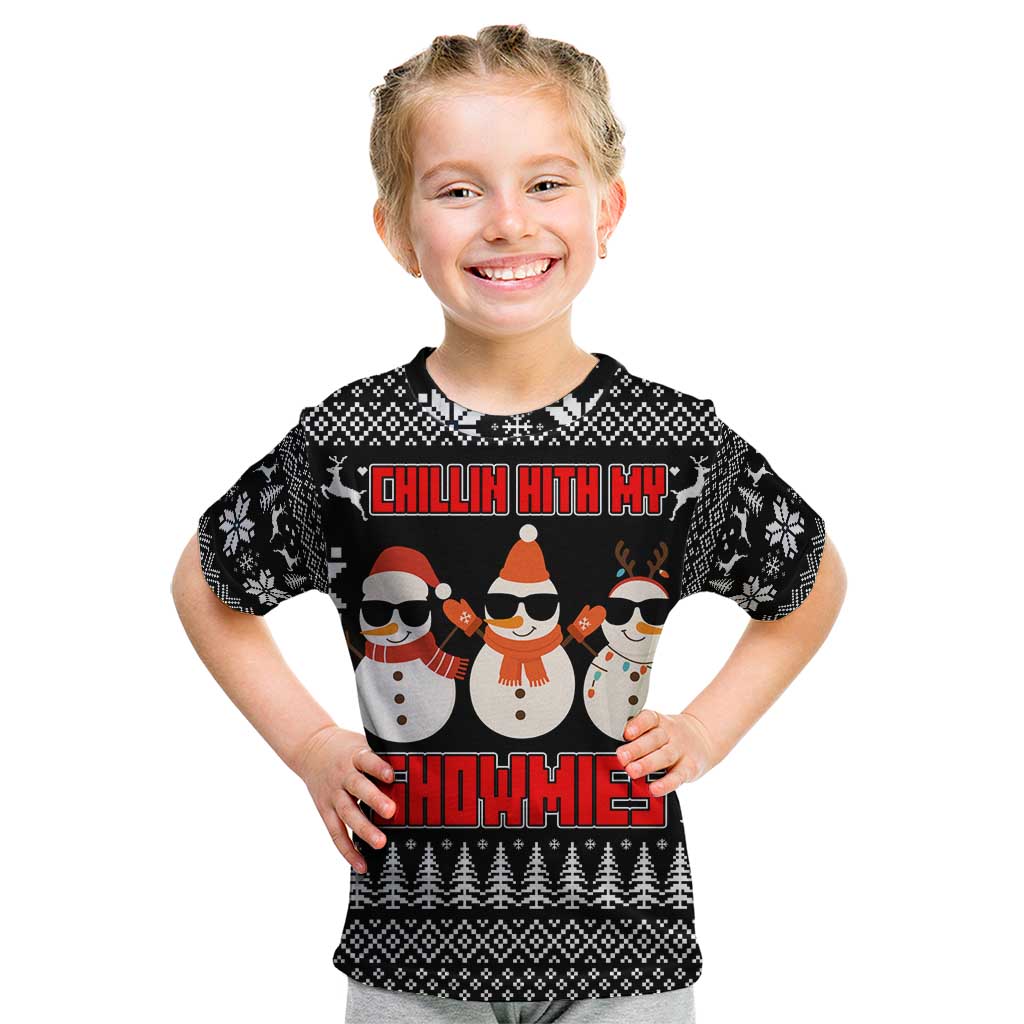 Chillin With My Snowmies Christmas Kid T Shirt Xmas Holiday Patterns - Wonder Print Shop