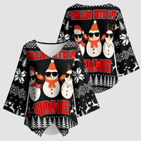 Chillin With My Snowmies Christmas Kimono Sleeve Blouse Xmas Holiday Patterns - Wonder Print Shop