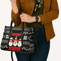 Chillin With My Snowmies Christmas Leather Bag Xmas Holiday Patterns - Wonder Print Shop