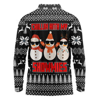 Chillin With My Snowmies Christmas Long Sleeve Polo Shirt Xmas Holiday Patterns - Wonder Print Shop