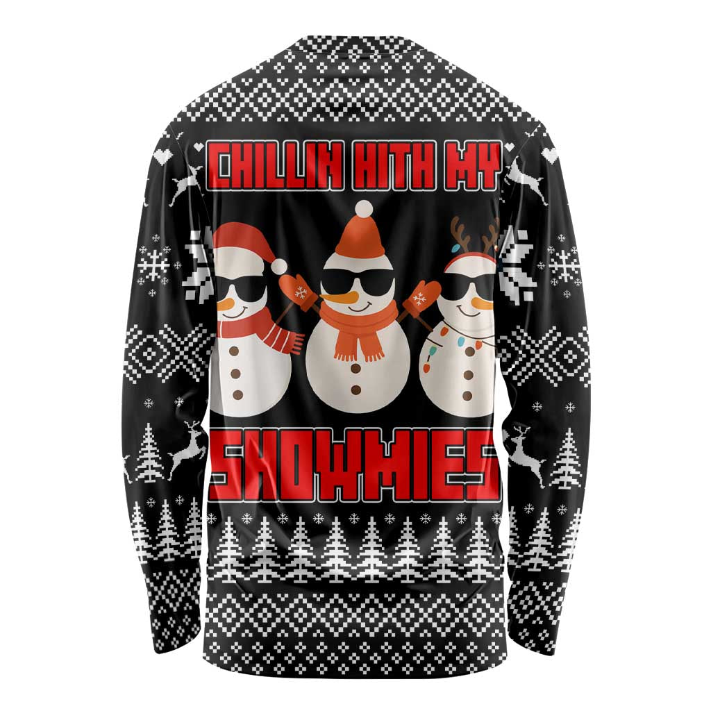 Chillin With My Snowmies Christmas Long Sleeve Shirt Xmas Holiday Patterns - Wonder Print Shop