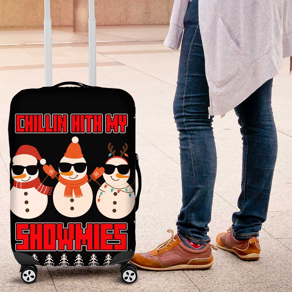 Chillin With My Snowmies Christmas Luggage Cover Xmas Holiday Patterns - Wonder Print Shop