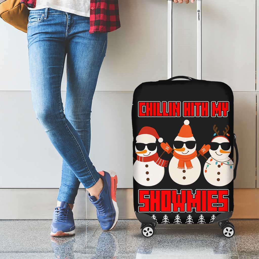 Chillin With My Snowmies Christmas Luggage Cover Xmas Holiday Patterns - Wonder Print Shop