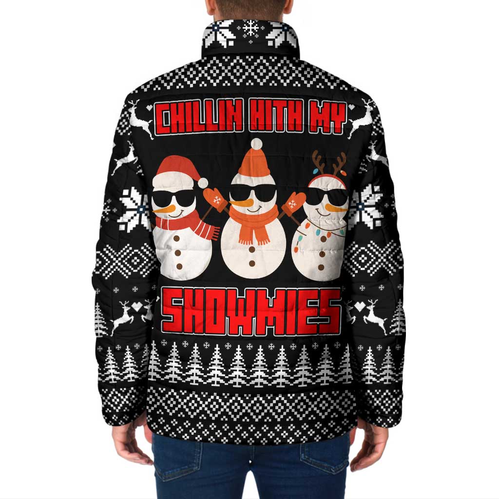 Chillin With My Snowmies Christmas Padded Jacket Xmas Holiday Patterns - Wonder Print Shop