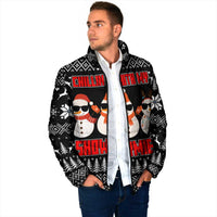 Chillin With My Snowmies Christmas Padded Jacket Xmas Holiday Patterns - Wonder Print Shop