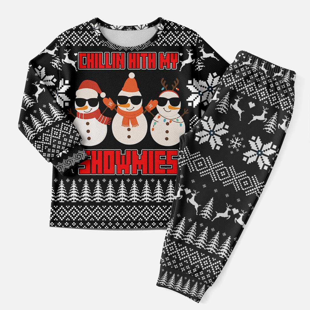Chillin With My Snowmies Christmas Pajama Set Xmas Holiday Patterns - Wonder Print Shop