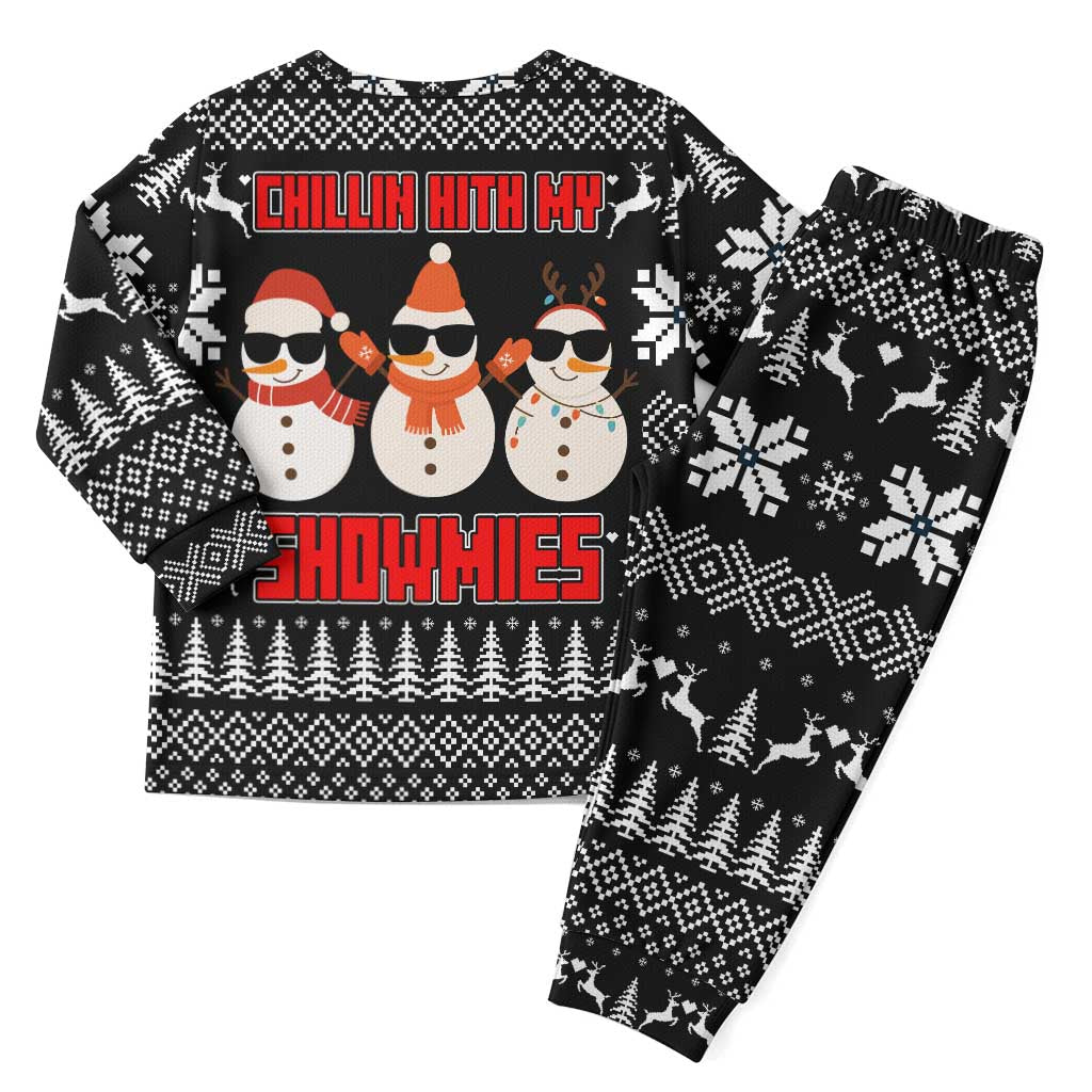 Chillin With My Snowmies Christmas Pajama Set Xmas Holiday Patterns - Wonder Print Shop