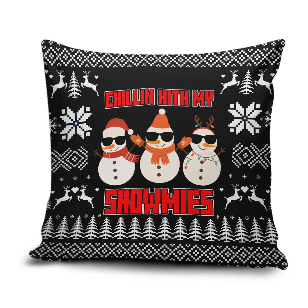 Chillin With My Snowmies Christmas Pillow Cover Xmas Holiday Patterns - Wonder Print Shop