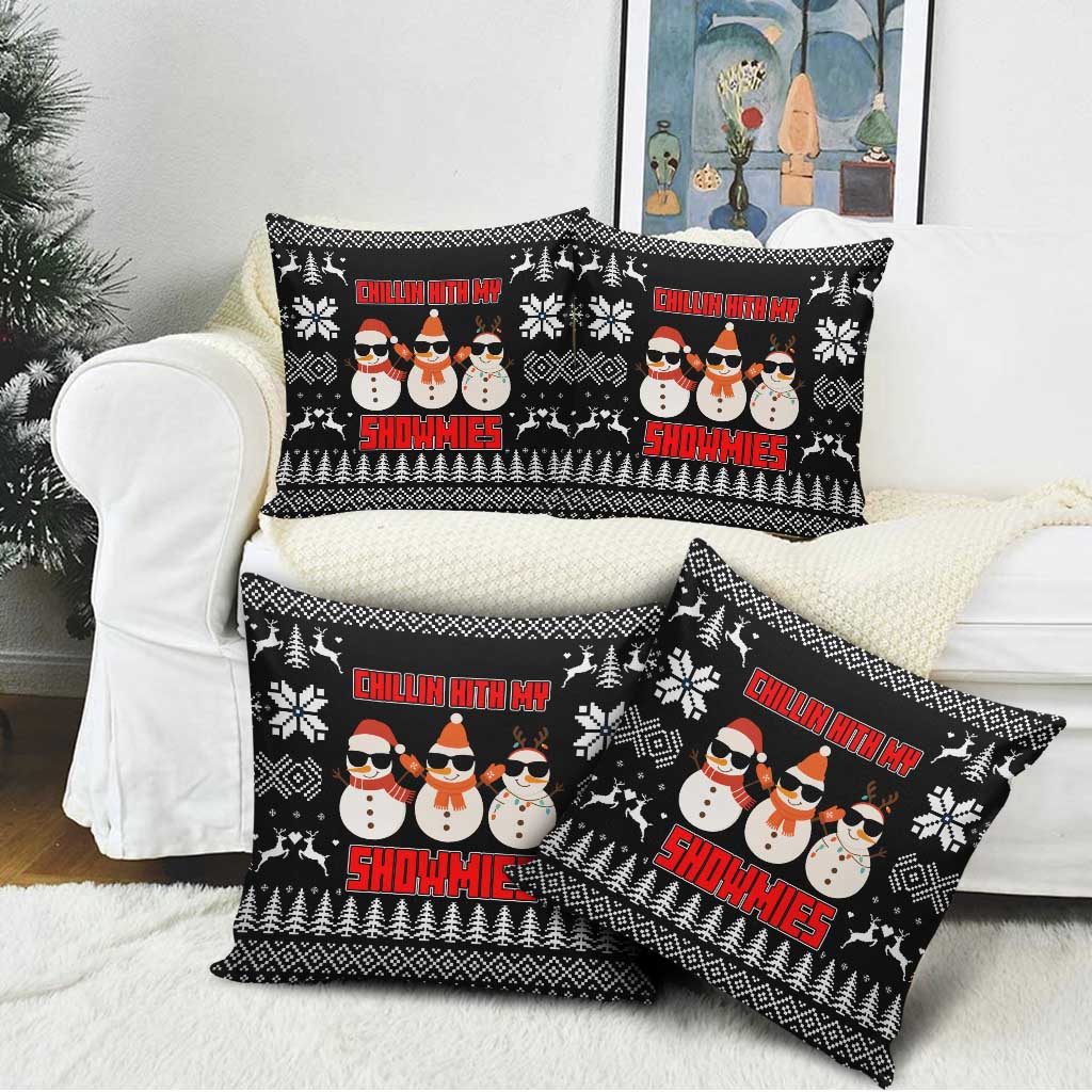 Chillin With My Snowmies Christmas Pillow Cover Xmas Holiday Patterns - Wonder Print Shop