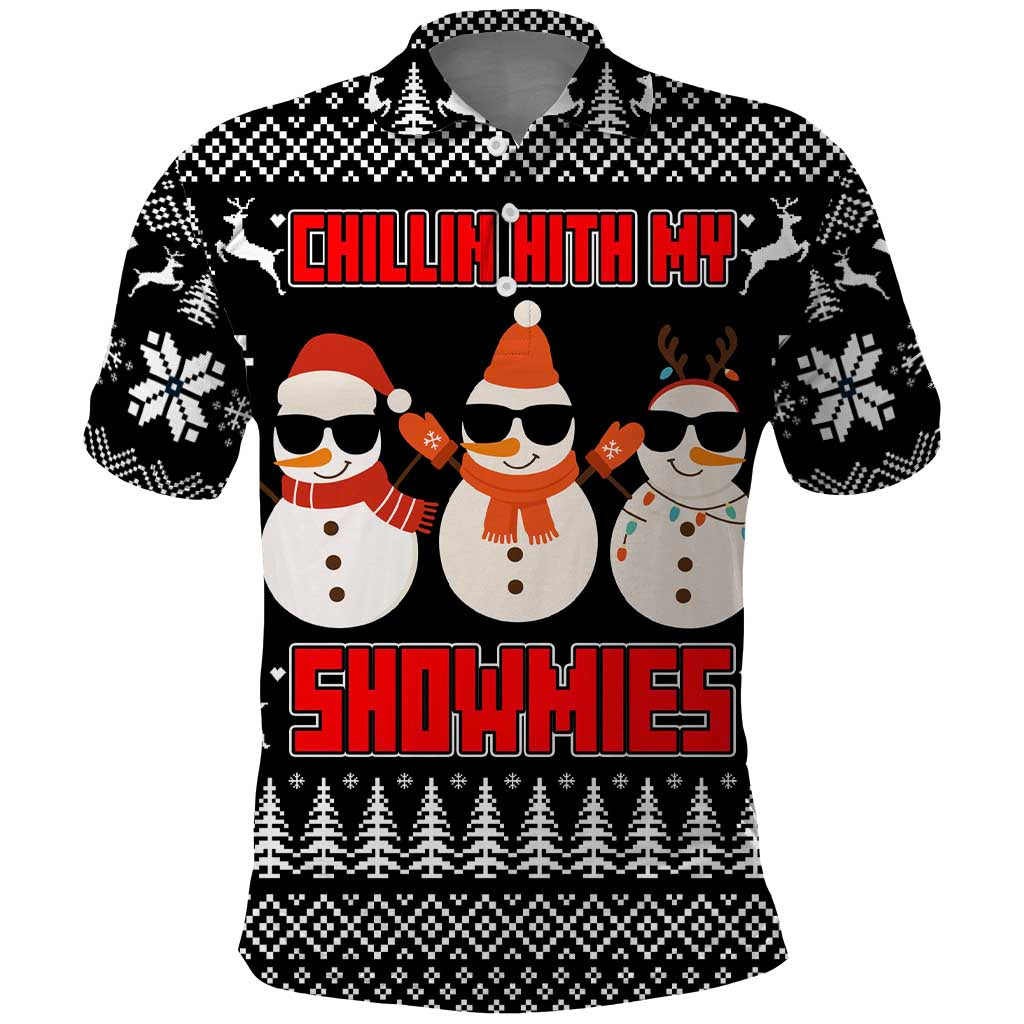 Chillin With My Snowmies Christmas Polo Shirt Xmas Holiday Patterns - Wonder Print Shop