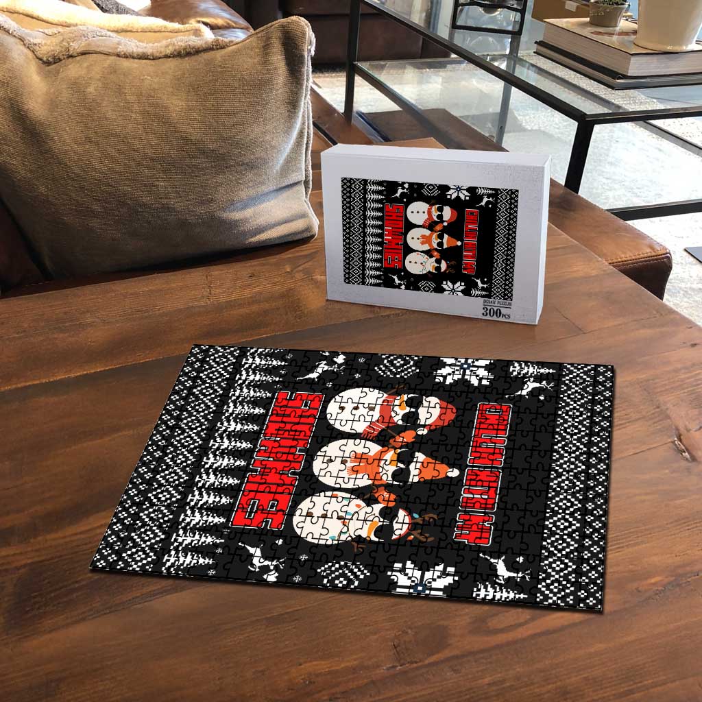 Chillin With My Snowmies Christmas Puzzle Xmas Holiday Patterns - Wonder Print Shop