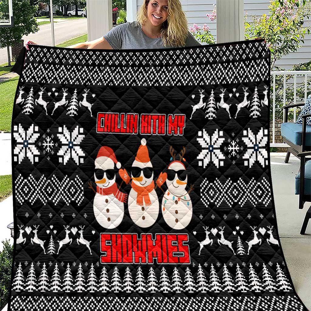 Chillin With My Snowmies Christmas Quilt Xmas Holiday Patterns - Wonder Print Shop