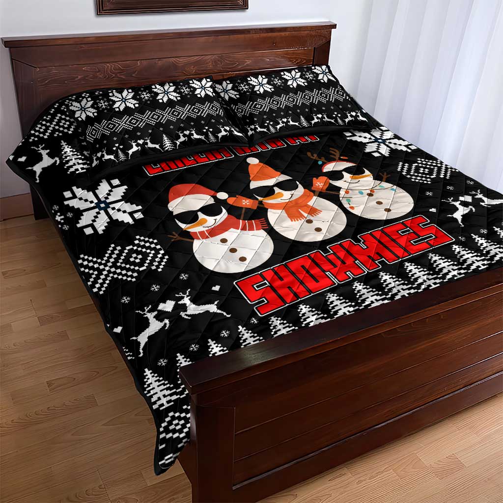Chillin With My Snowmies Christmas Quilt Bed Set Xmas Holiday Patterns - Wonder Print Shop