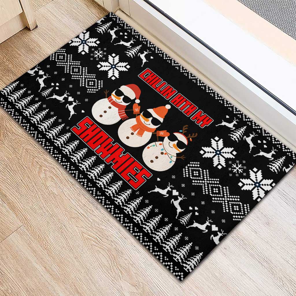 Chillin With My Snowmies Christmas Rubber Doormat Xmas Holiday Patterns - Wonder Print Shop