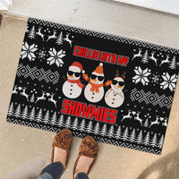 Chillin With My Snowmies Christmas Rubber Doormat Xmas Holiday Patterns - Wonder Print Shop