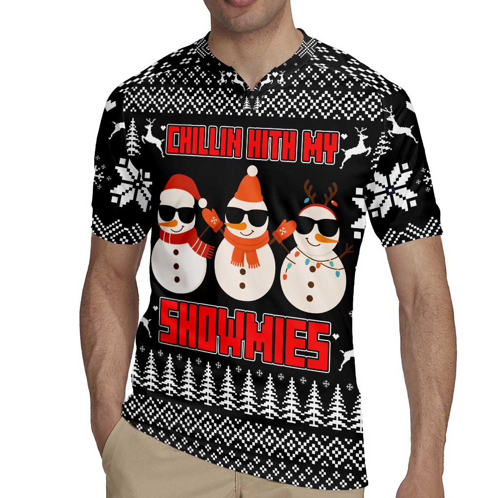 Chillin With My Snowmies Christmas Rugby Jersey Xmas Holiday Patterns - Wonder Print Shop