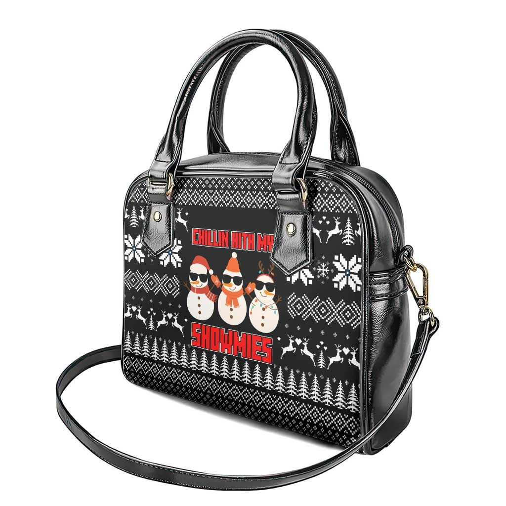 Chillin With My Snowmies Christmas Shoulder Handbag Xmas Holiday Patterns - Wonder Print Shop