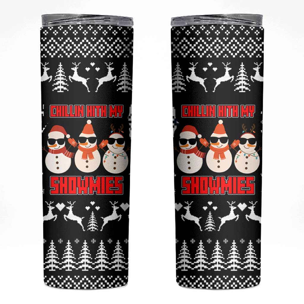 Chillin With My Snowmies Christmas Skinny Tumbler Xmas Holiday Patterns - Wonder Print Shop