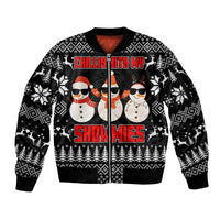 Chillin With My Snowmies Christmas Sleeve Zip Bomber Jacket Xmas Holiday Patterns - Wonder Print Shop