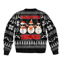 Chillin With My Snowmies Christmas Sleeve Zip Bomber Jacket Xmas Holiday Patterns - Wonder Print Shop