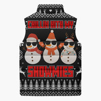 Chillin With My Snowmies Christmas Sleeveless Puffer Jacket Xmas Holiday Patterns - Wonder Print Shop