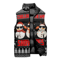 Chillin With My Snowmies Christmas Sleeveless Puffer Jacket Xmas Holiday Patterns - Wonder Print Shop