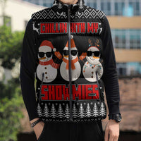 Chillin With My Snowmies Christmas Sleeveless Puffer Jacket Xmas Holiday Patterns - Wonder Print Shop