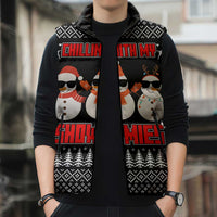 Chillin With My Snowmies Christmas Sleeveless Puffer Jacket Xmas Holiday Patterns - Wonder Print Shop