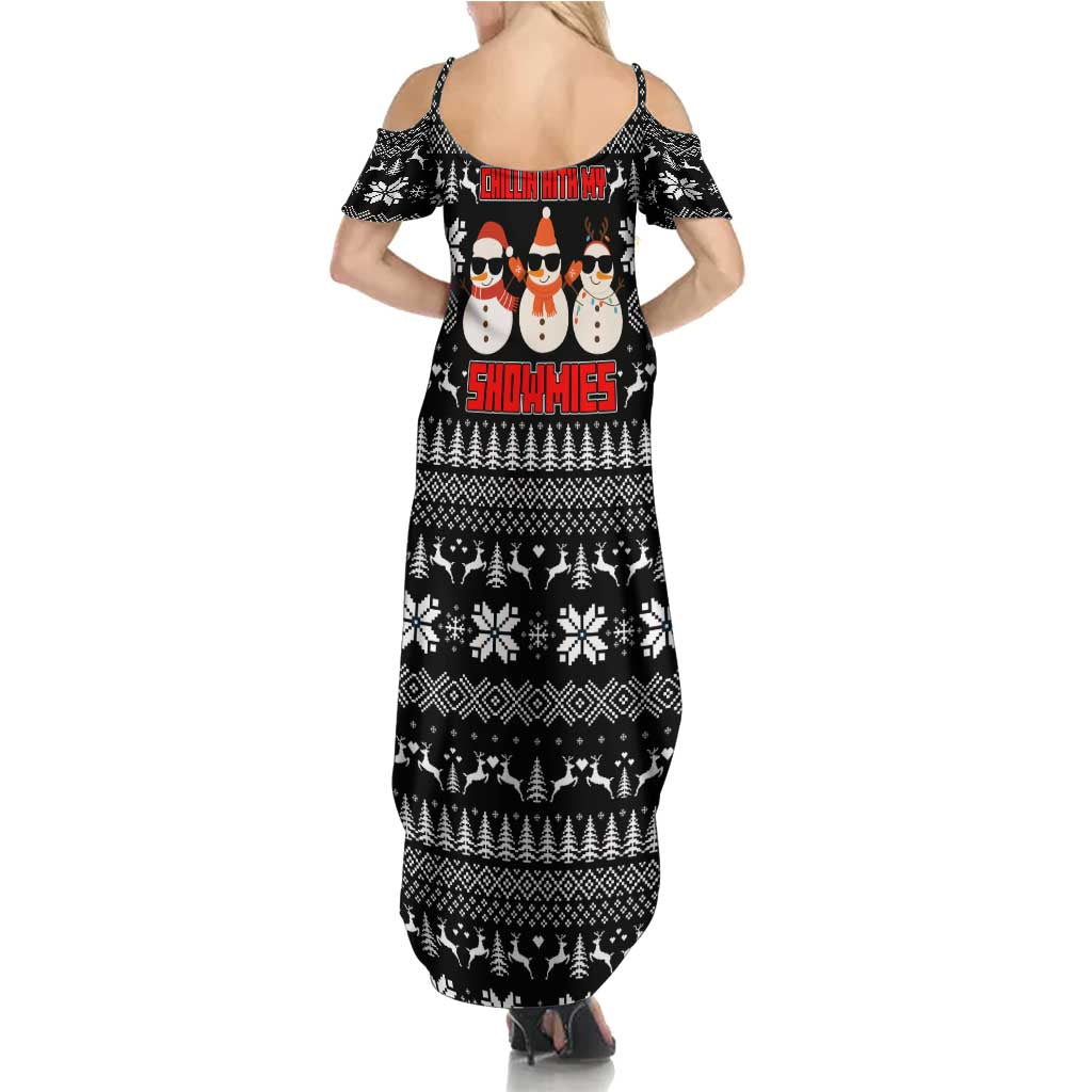 Chillin With My Snowmies Christmas Summer Maxi Dress Xmas Holiday Patterns - Wonder Print Shop