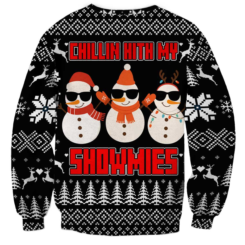 Chillin With My Snowmies Christmas Sweatshirt Xmas Holiday Patterns - Wonder Print Shop